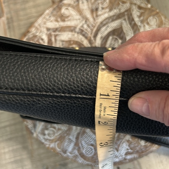 PERLINA CLAIR GENUINE PEBBLED SOFT BLACK LEATHER CROSSBODY BAG PURSE - Picture 15 of 15